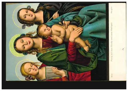 AK Artiste Perugino: Maria avec des enfants et avec deux saints, inutilisé