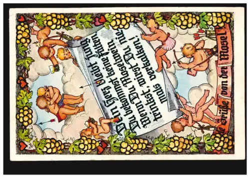 AK Salutation de l'artiste de la Moselle Moselwein Engel Amor, SSt MÜLHEIM 29.5.1953