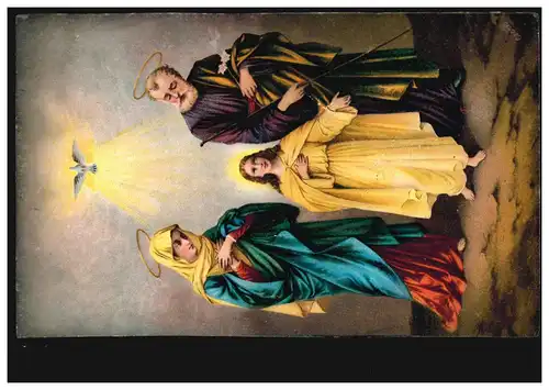 Künstler-AK Gemälde Die Heilige Familie - Petrus Maria Christus, ungebraucht