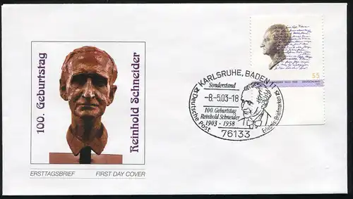 2339 Reinhold Schneider FDC Karlsruhe