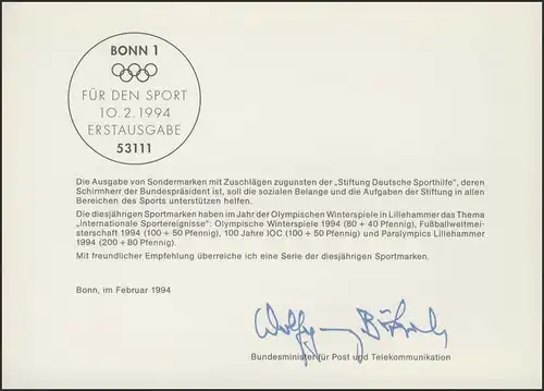 MinKa 05/1994 Aide sportive: Olympia, Lillehammer, IOC