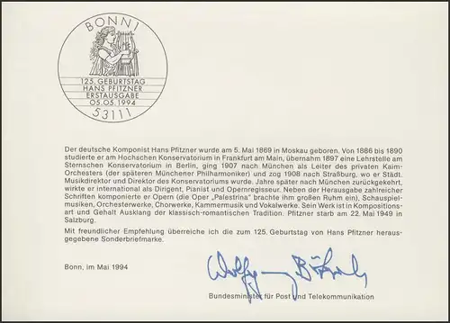 MinKa 16/1994 Hans Pfitzner, Komponist