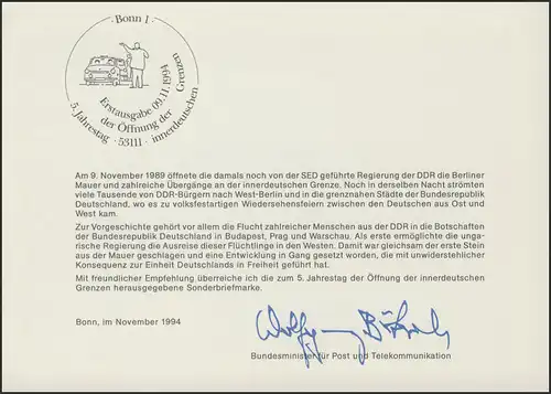 MinKa 42/1994 Öffnung der innerdeutschen Grenze