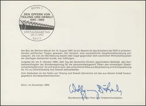 MinKa 39/1995 Opfer Teilung und Gewalt, Berliner Mauer