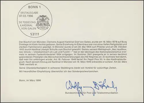 MinKa 09/1996 Clemens August Graf von Galen, Bischof