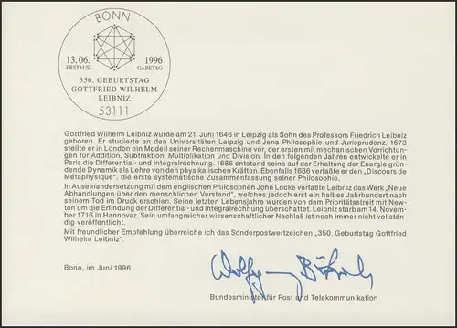 MinKa 19/1996 Gottfried Wilhelm Leibniz, Philosoph