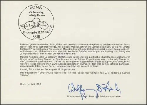 MinKa 24/1996 Ludwig Thoma, écrivain