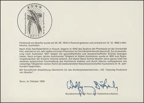 MinKa 37/1996 Sir Ferdinand von Mueller, Botanik