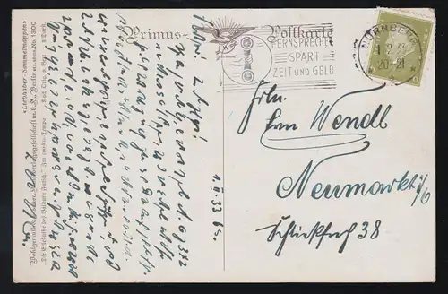 Caricature-AK Bert: Autopanne - Je suis seul dans le couloir ! NÜRNBERG 1.2.33