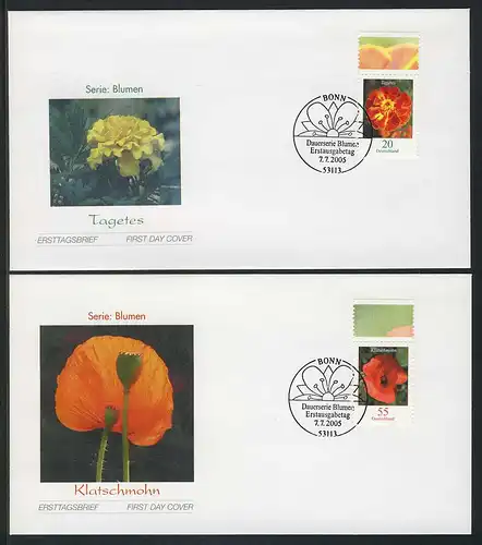 2471-2472A Fleurs 0,20 et 0,55 euro sur 2 FDC ESSt Bonn
