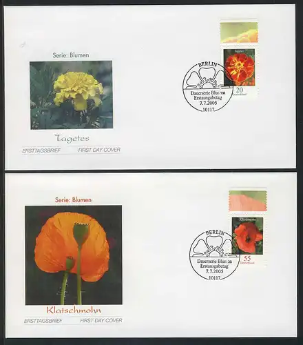 2471-2472A Blumen 0,20 und 0,55 Euro auf 2 FDC ESSt Berlin