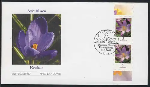 2480A Fleur 0,05 Euro Croc de l'Elfe sur FDC ESSt Bonn