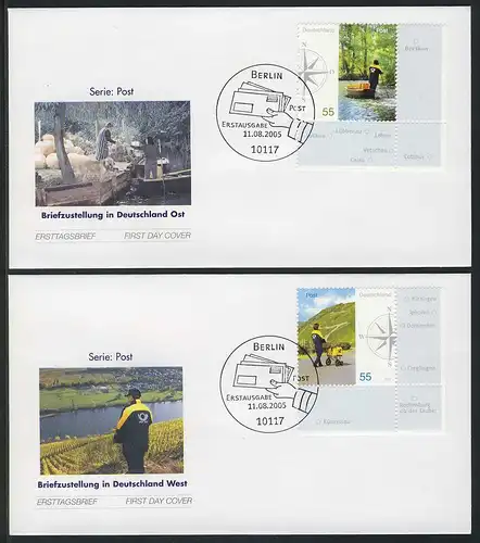 2481-2482 Post Briefzustellung in Ost und West 2005 auf 2 FDC ESSt Berlin