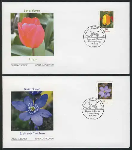 2484-2485A Fleurs 0,10 et 0,40 euro 2005 sur 2 FDC ESS Berlin