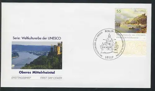 2536 Kulturerbe Oberes Mittelrheintal FDC Berlin