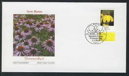 2524 Blume 0,65 Euro Sonnenhut auf FDC ESSt Bonn