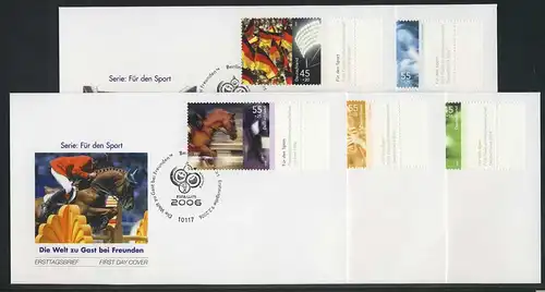 2517-2521 Sporthilfe 2006, aus Kleinbogen, Satz auf 5 ESSt FDC Berlin