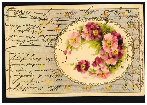 Blumen-AK Blumengirlande im Oval, ROCKENHAUSEN 29..8.1902 nach Dornabch