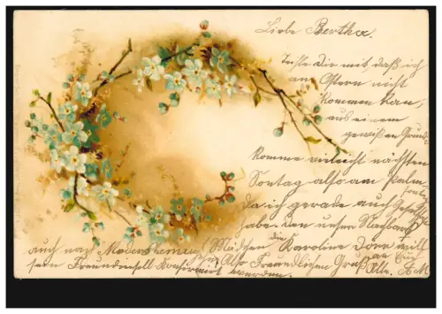 Fleures-AK Veilchengirlande, STAUDERNHEIM 2.4.1900 da NEDDERRSHEIM 2.4.00