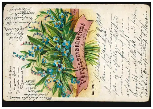 AK Fleurs Pas de grand poème: N'oubliez pas! MULHAUSEN (ELS.) 6.2.1909