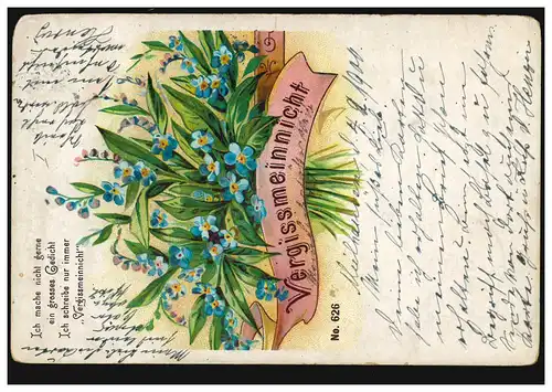 Blumen-AK Kein grosses Gedicht: Nur Vergissmeinnicht! MÜLHAUSEN (ELS.) 6.2.1909