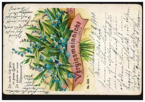 Blumen-AK Kein grosses Gedicht: Nur Vergissmeinnicht! MÜLHAUSEN (ELS.) 6.2.1909
