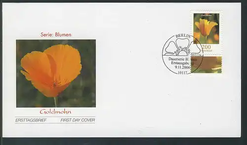2568 Blumen 200 Cent Goldmohn FDC Berlin