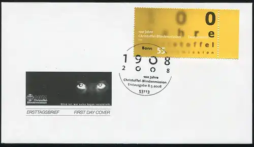 2664 Christoffel-Blindenmission auf FDC ESSt Bonn