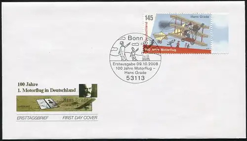 2698 Motorflug auf Ersttagsbrief / FDC Bonn