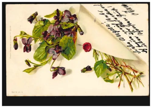 Fleures-AK Veilchen avec lettre, BERLIN W 9 - 27.12.1899 d'après INGOLSTADT 27/12/99