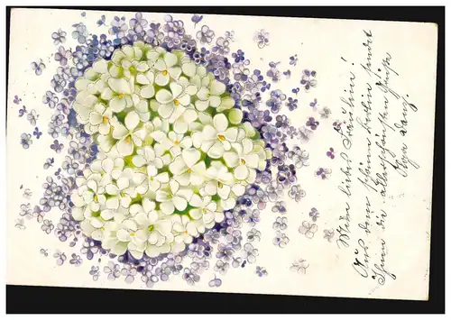 coeur de fleurs AK de Veilchen, BERLIN 2.12.1900 d' INGOLSTADT 20.12.00