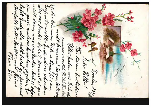 Poste ferroviaire HALLE/SAALE - LÖHNE (WESTF.) ZUG 530 - 29.9.1903 sur les fleurs-AK