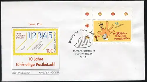 2344 Post fünfstellige Postleitzahlen Ersttagsbrief / FDC Bonn