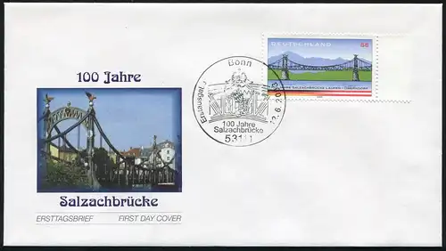 2345 Pont Salzach - Adhésif à l'humidité sur FDC Bonn
