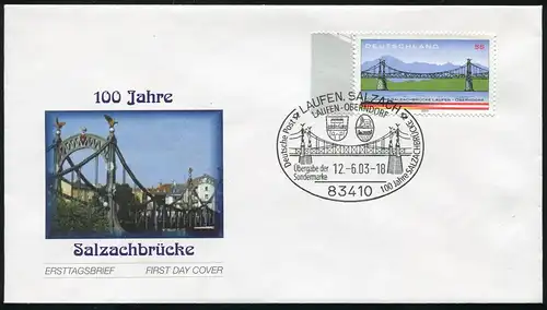 2345 Pont de Salzach - Adhésif sur FDC Franken/Salzakh