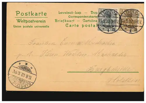 Couvercles de fleurs AK Dahlia, LÜBECK 15.3.1902 selon BARGTHEIDE 15.8.19 02