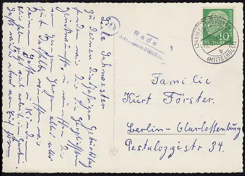 Templier de poste de campagne Rade sur KELLINGHUSEN (MÉDITERRANÉE) 7.5.56 sur l'AK d'anniversaire