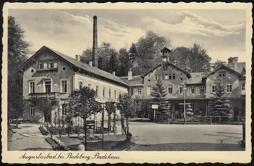 Landpost-Stempel Augustusbad über RADEBERG 15.3.1937 auf passender AK Badehaus