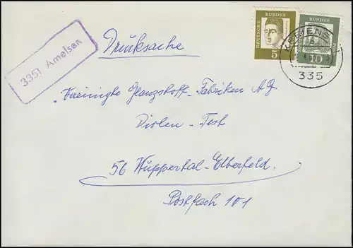 Landpost-Stempel 3351 Amelsen auf Drucksache KREIENSEN 1.4.1963