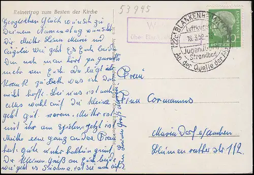 Le temple de Waldorf par l'intermédiaire de Blankenheiim sur AK SSt BLANKENHEIM 1958