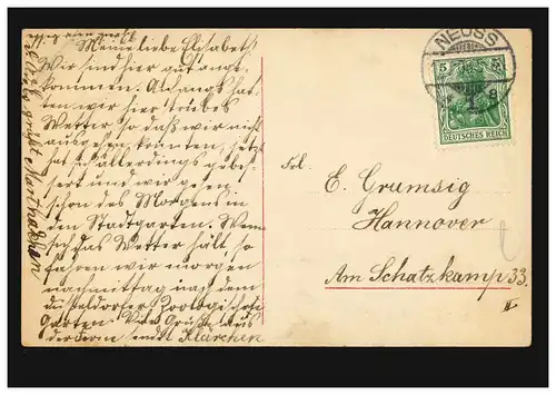 Mode AK femme avec chapeau et collier à perles - Biedemeier, NOUVEAUSS 1908