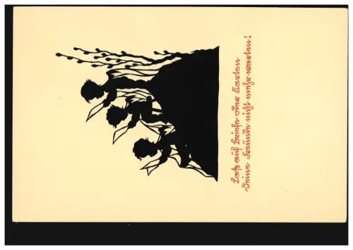 Scherenschnitt-AK Drei Engel lesen Briefe, Boldt-Kaiser-Karte, ungebraucht