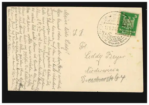 Mode AK Femme image avec roses jaunes, SSr WIESENBAD (ERZGEB) Salle de bain 13.9.1924