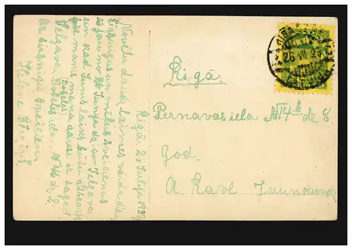 Mode AK femme en costumes avec panier à fleurs, RIGA 26.7.1929