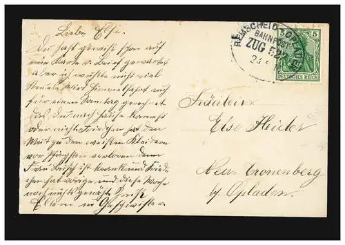 Poste ferroviaire REMSCHEID-OPLADE ZUG 522 - 24.5.1911 sur mode-AK portrait de femme