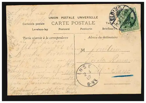 Mode-AK Mercier - Frau im weißem Kleid, ELBING 31.3.1907 nach INSE 2.4.07