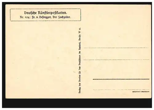 Carte d'artiste Franz von Defregger: Le Marié, inutilisé