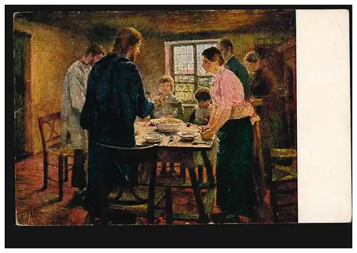 Artiste-AK Fritz de Uhde: prière de table, maison d'édition Seemann à Leipzig, inutilisé