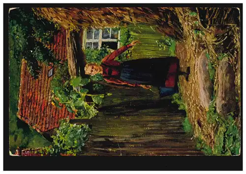 Artiste-AK Prof. Friedrich Kallmorgen: Au travail, 25.8.1917