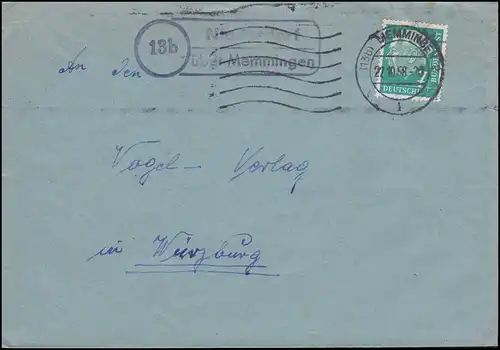 Le Temple de Landpost Niederdorf sur MEMMINGEN 22.10.1958 sur l'impression